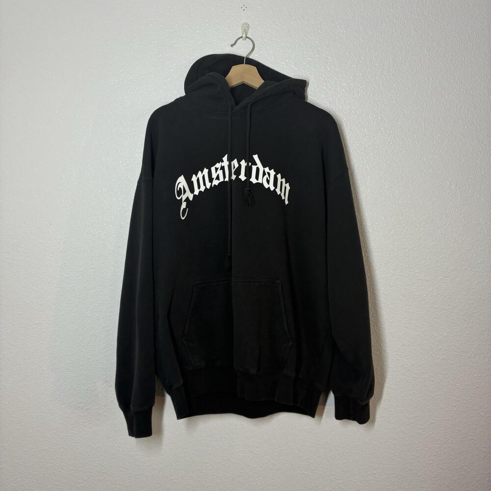 John Galt Hoodie Mens XL Black Amsterdam Graphic Fleece Pullover
